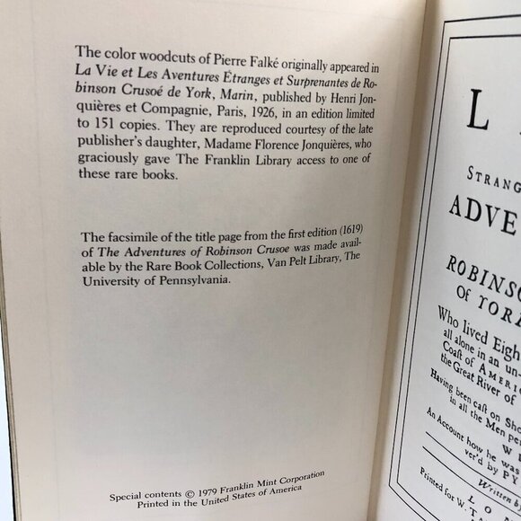 The Franklin Library Robinson Crusoe Novel By Daniel Defoe - Picture 6 of 8